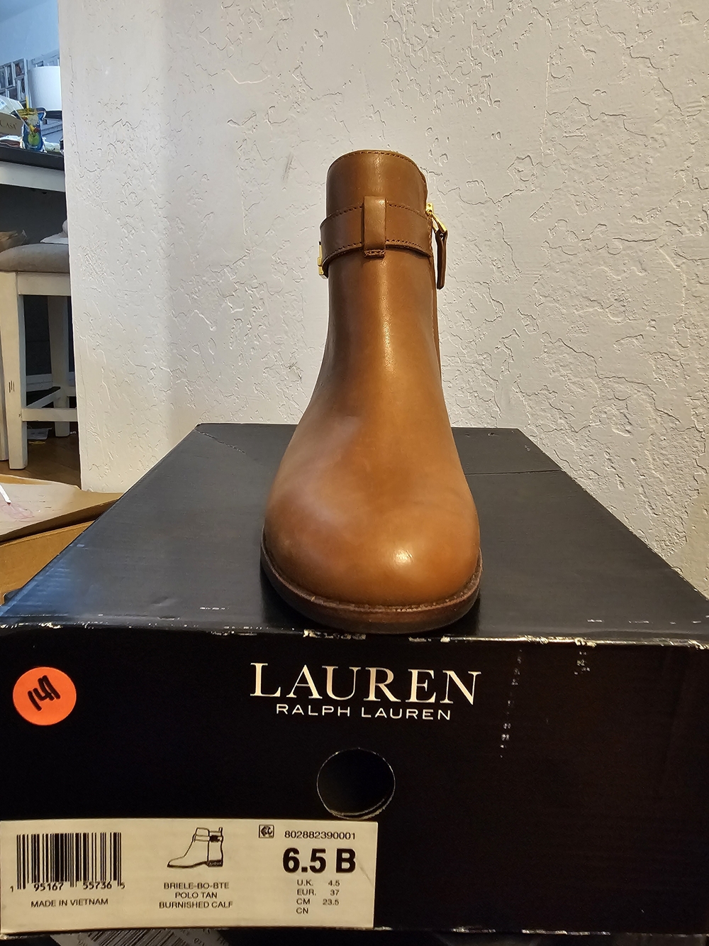 Lauren Ralph Lauren Burnished Tan Leather Chukka Boot with Side Buckle
